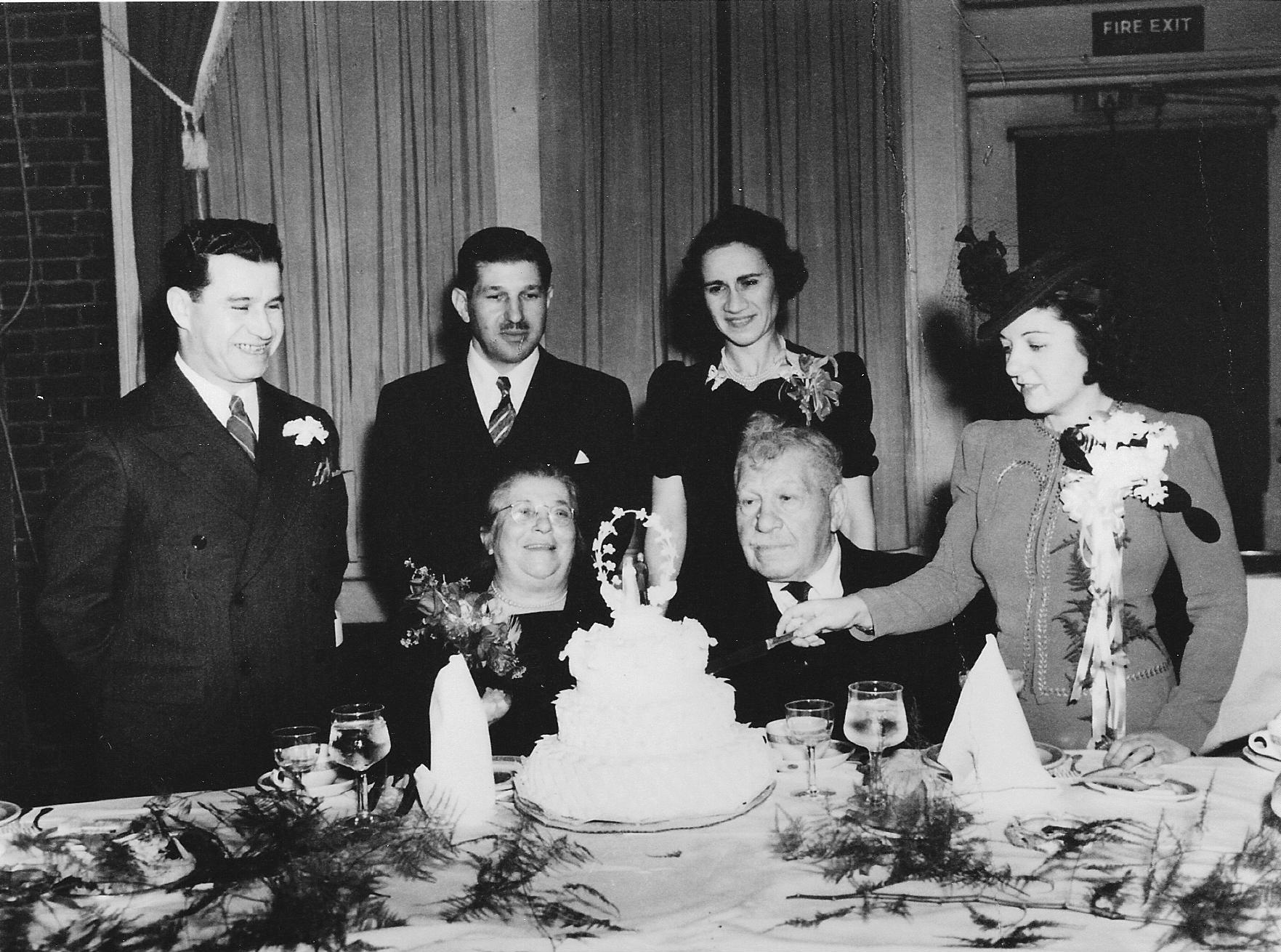 Abraham and Geraldine Serby, Louis and Ida Serby, at the wedding of Robert Levee and Matilda Sobey, about December 1940