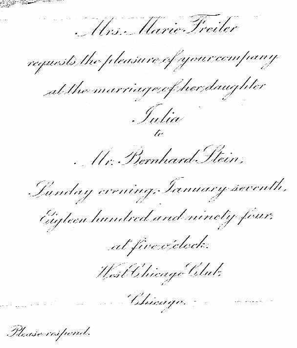 Julia Freiler wedding invitation