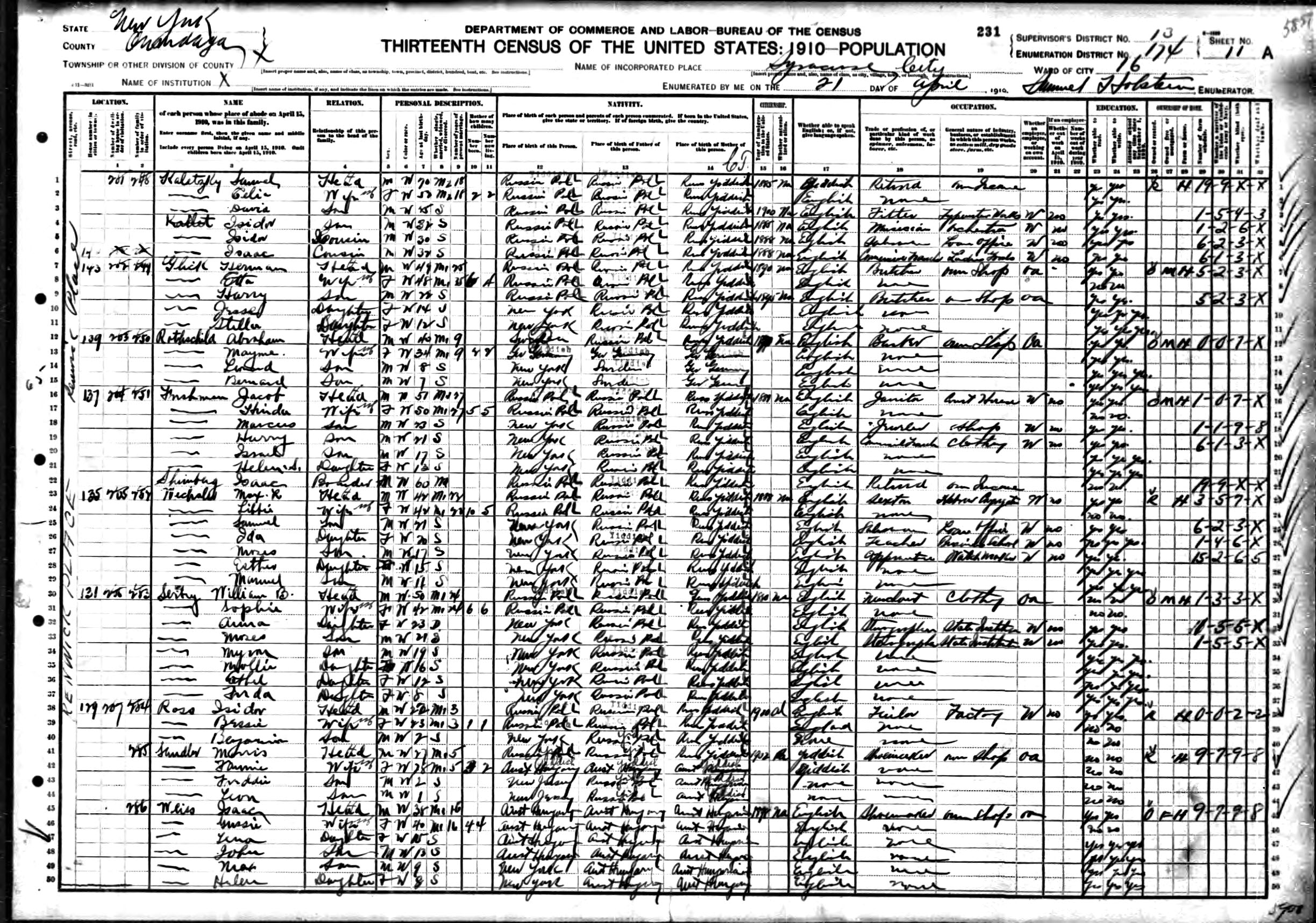 1910 US census William B Serby family