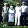 Sylvia Brownstein, Freda Serby, Louisa Hiltbrand, David Hiltbrand, July 1977